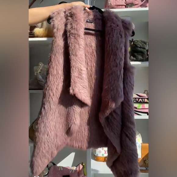 Love Token Mauve Angora Fur Vest Jacket - Picture 3 of 12